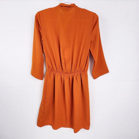 Anthropologie NSR Womens Naomi Surplice Dress Size XS Petite Orange - Picture 4 of 8